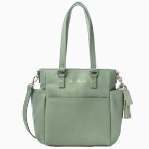 WHITE ELM GREEN VEGAN LEATHER CARINA TOTE BAG